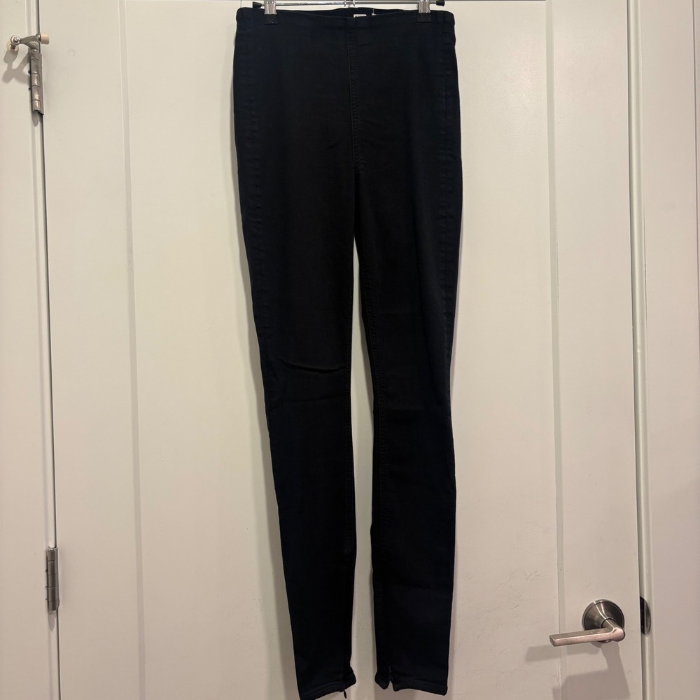 Rag & Bone Black High Rise Skinny Jeans with Ankle Zips Size S
